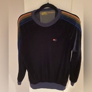 AVIATOR NATION - Classic Velvet Stripe Sweatshirt - Navy - Size: S